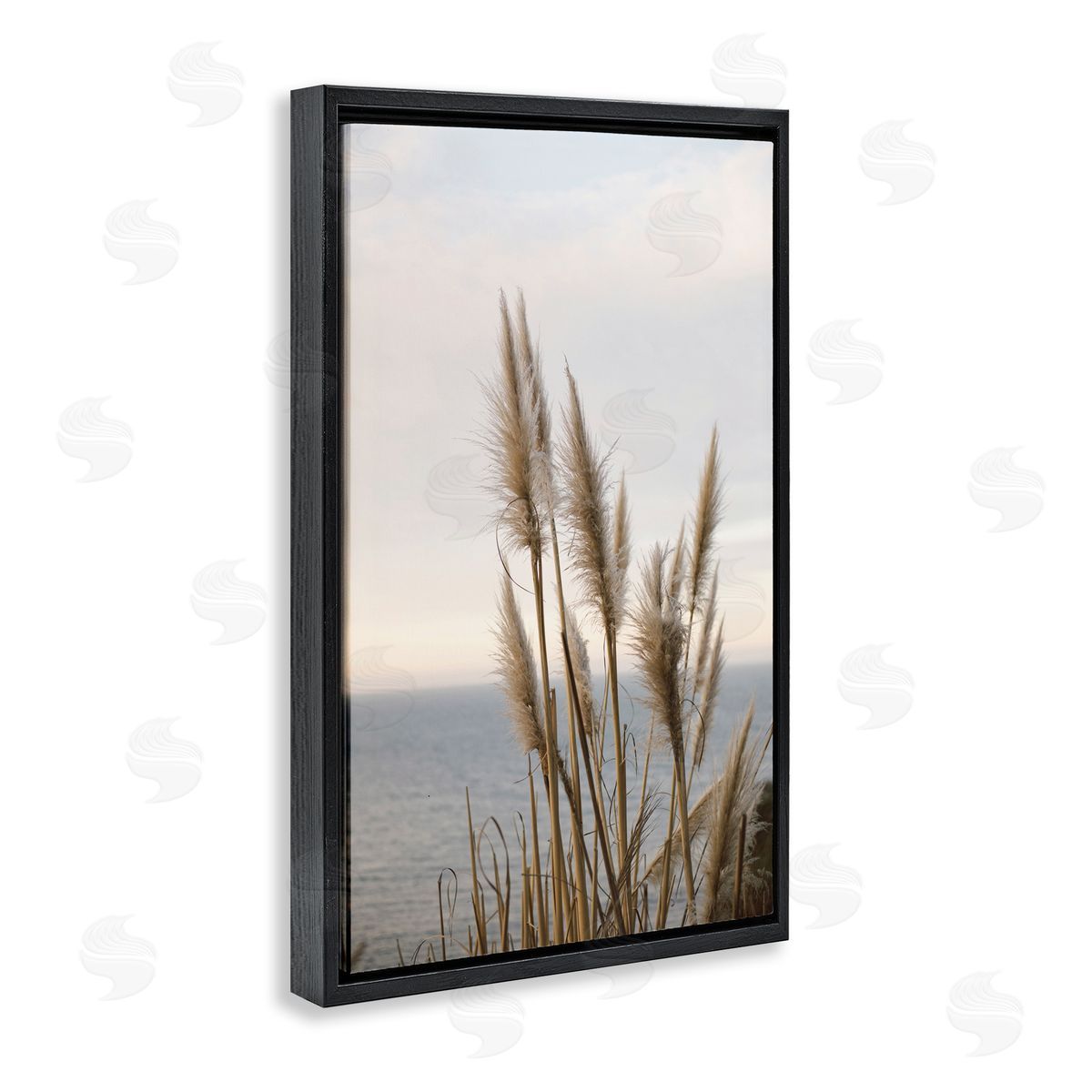Nautical Cove Grasses Black Floating Frame Canvas Wall Art, Home Decor by Crystal Lynn Collins