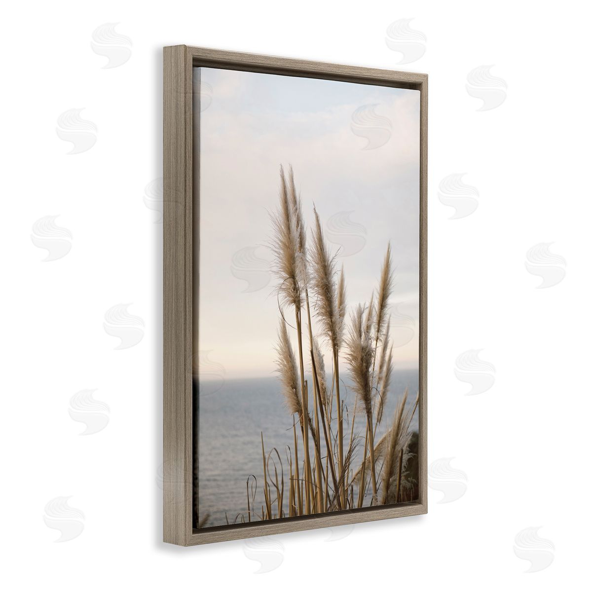 Nautical Cove Grasses Brown Floating Frame Canvas Wall Art, Home Decor by Crystal Lynn Collins