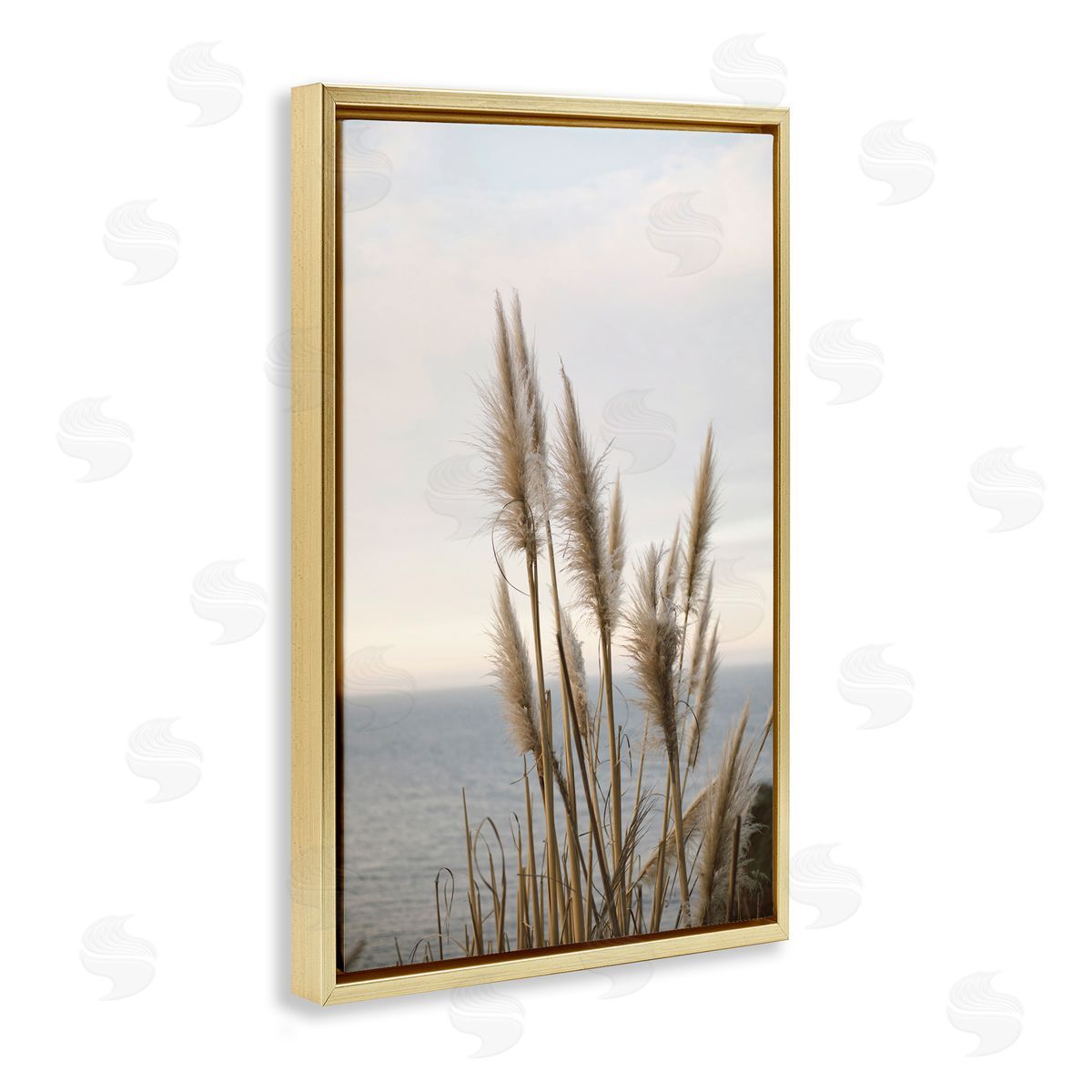 Nautical Cove Grasses Gold Floating Frame Canvas Wall Art, Home Decor by Crystal Lynn Collins