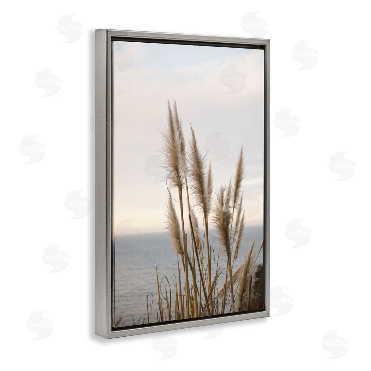 Nautical Cove Grasses Grey Floating Frame Canvas Wall Art, Home Decor by Crystal Lynn Collins