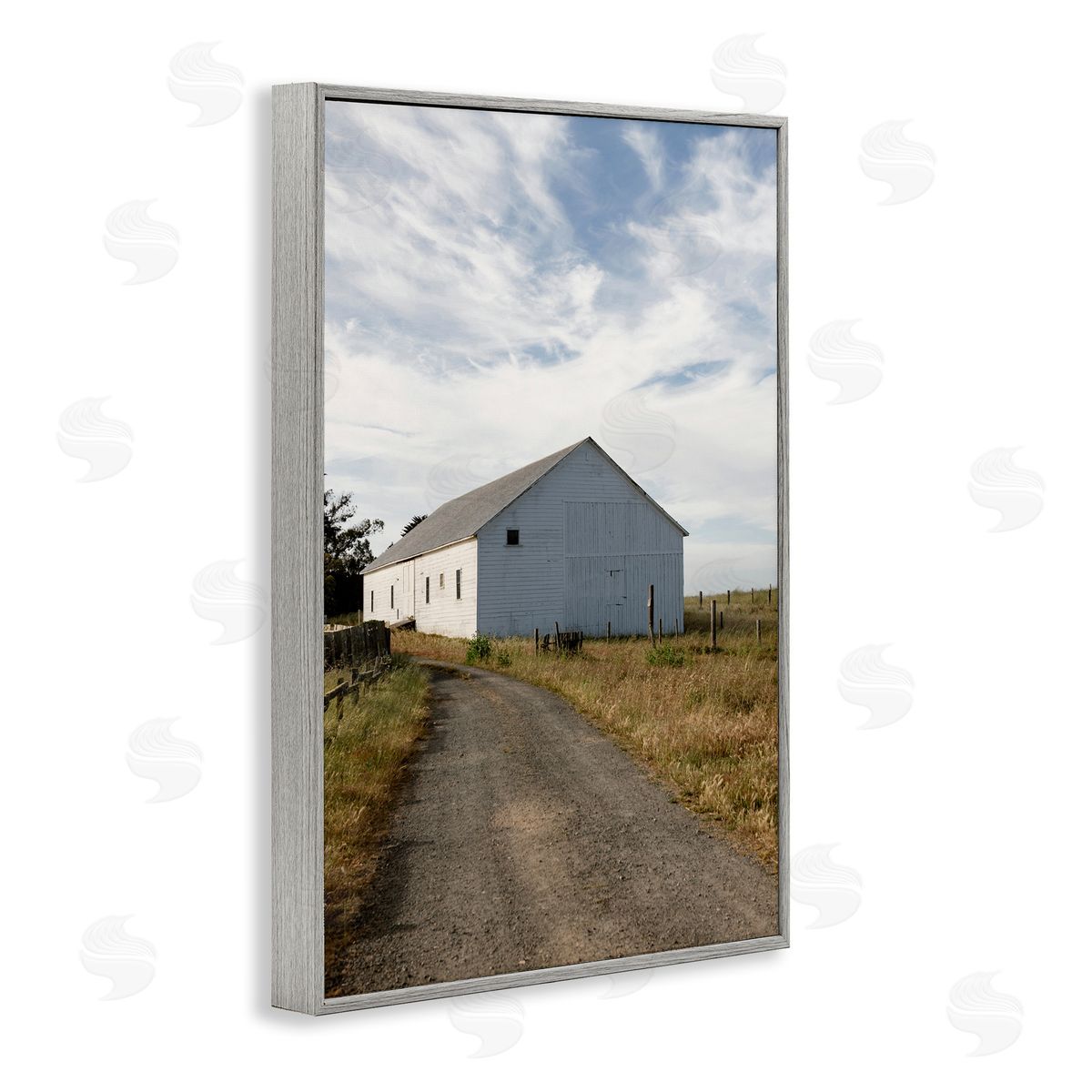 Receding Road to Barn Grey Frame Print Wall Art, Home Decor by Crystal Lynn Collins