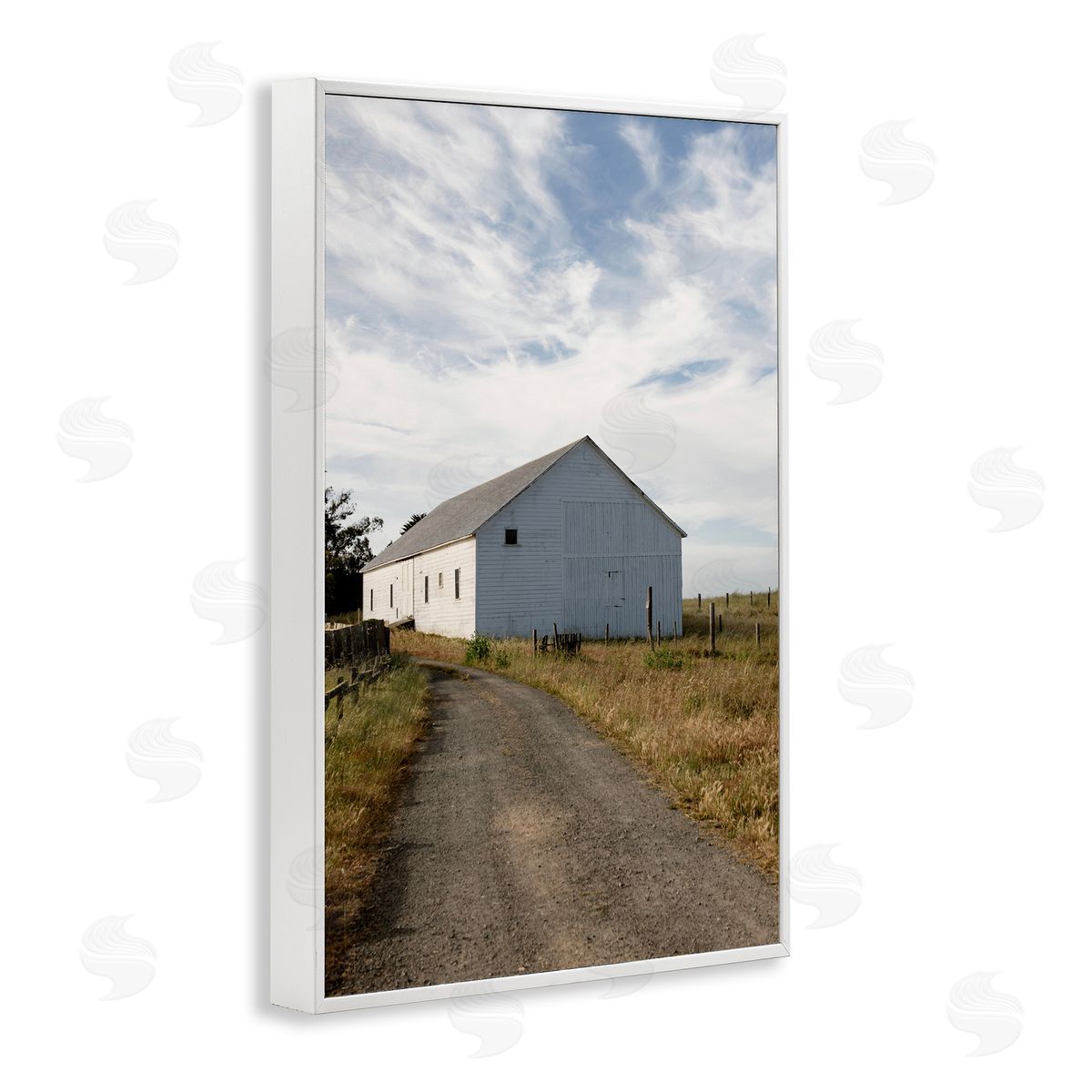 Receding Road to Barn White Frame Print Wall Art, Home Decor by Crystal Lynn Collins