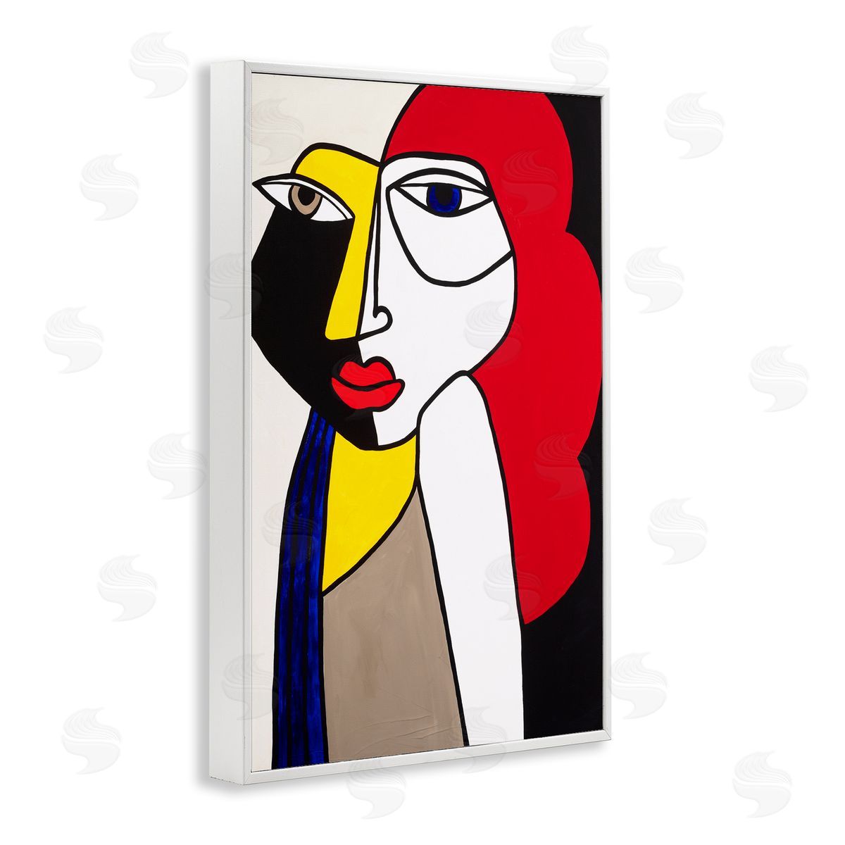 Cubist Portrait of Woman White Frame Print Wall Art, Home Decor by Ruth Fromstein