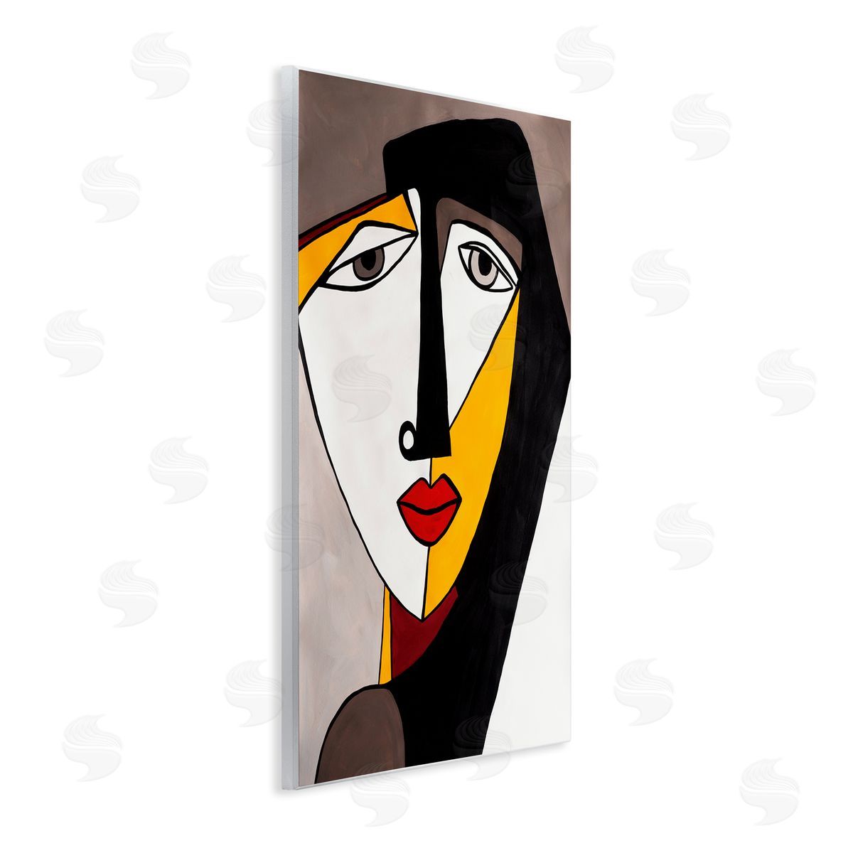 Cubist Bold Face Wood Plaque Wall Art, Home Decor by Ruth Fromstein