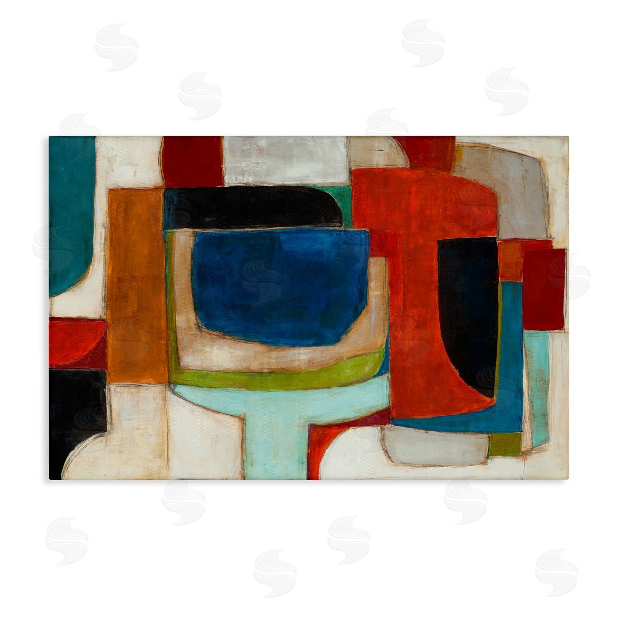 Geometric Cubist Abstraction Canvas Wall Art, Home Decor by Kippi Leonard