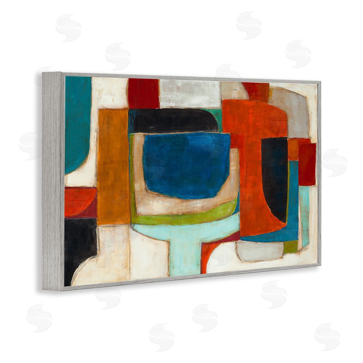 Geometric Cubist Abstraction Grey Frame Print Wall Art, Home Decor by Kippi Leonard