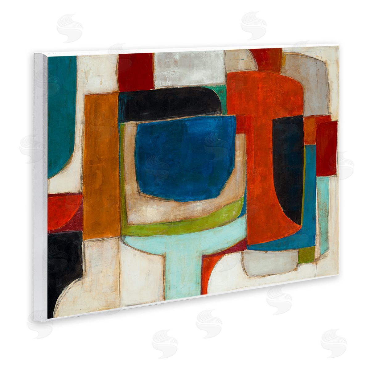 Geometric Cubist Abstraction Wood Plaque Wall Art, Home Decor by Kippi Leonard