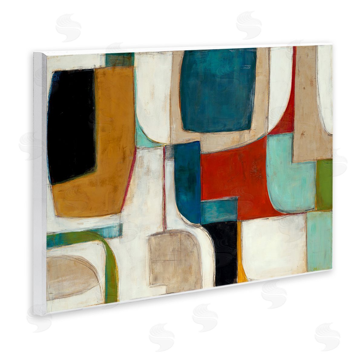 Abstract Cubism Shapes Wood Plaque Wall Art, Home Decor by Kippi Leonard