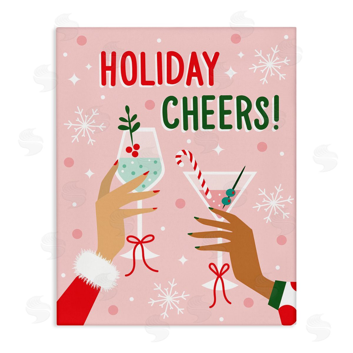 Ilis Avilés Holiday Cheers with Cocktails Canvas Wall Art Print