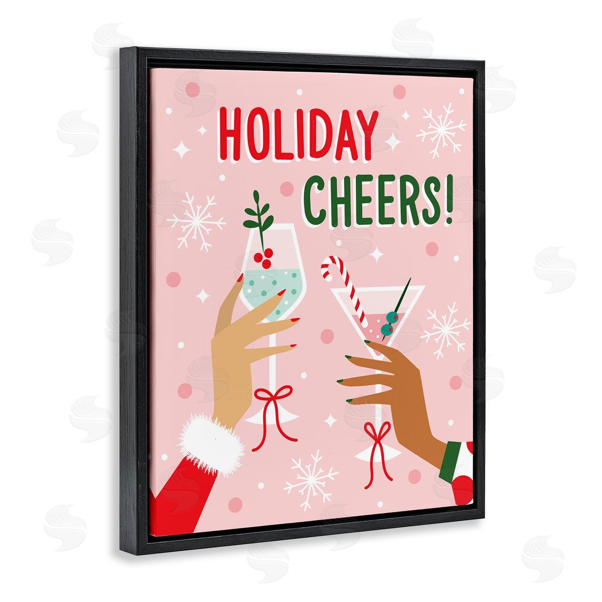 Ilis Avilés Holiday Cheers with Cocktails Black Floating Frame Canvas Wall Art Print