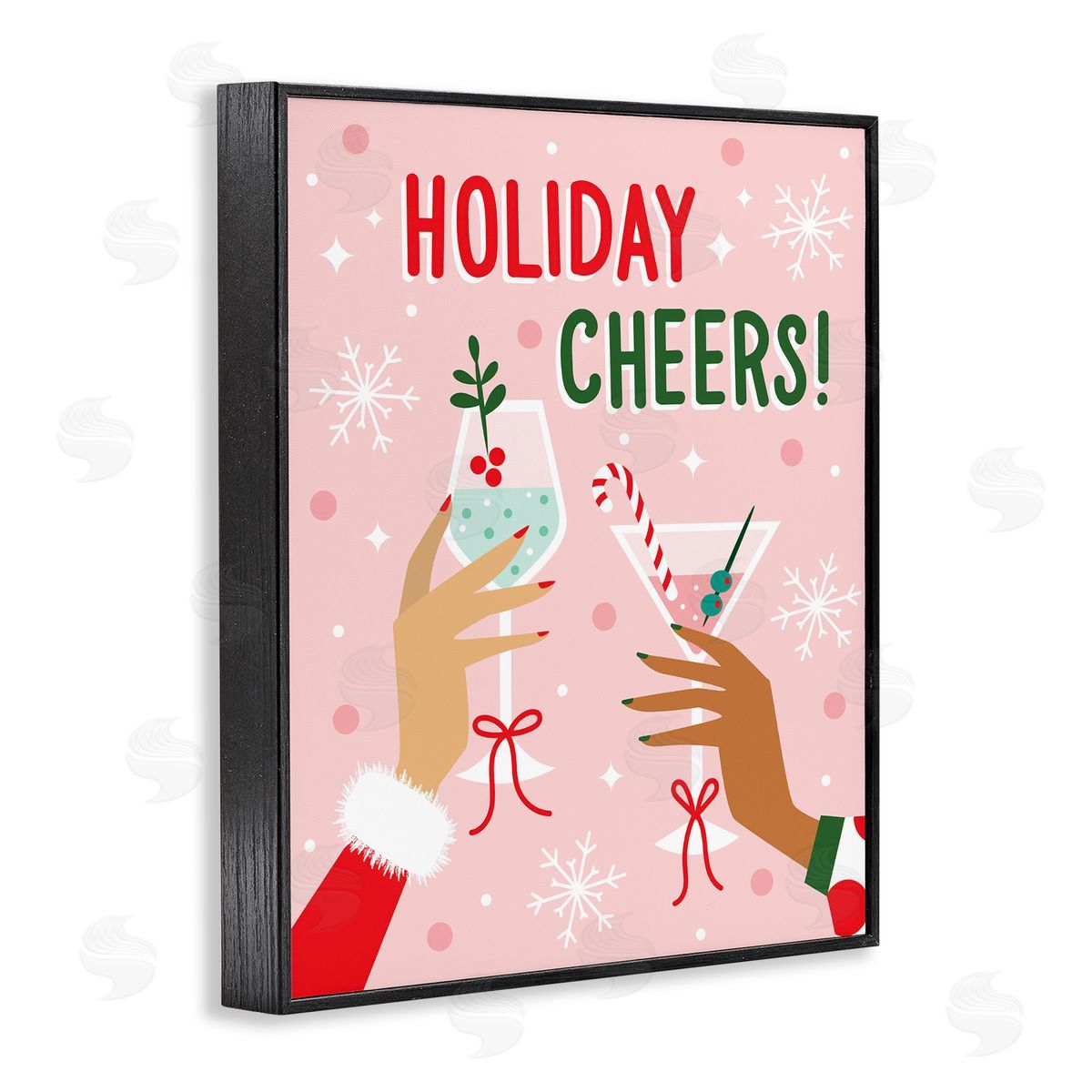Ilis Avilés Holiday Cheers with Cocktails Black Framed Giclee Wall Art Print