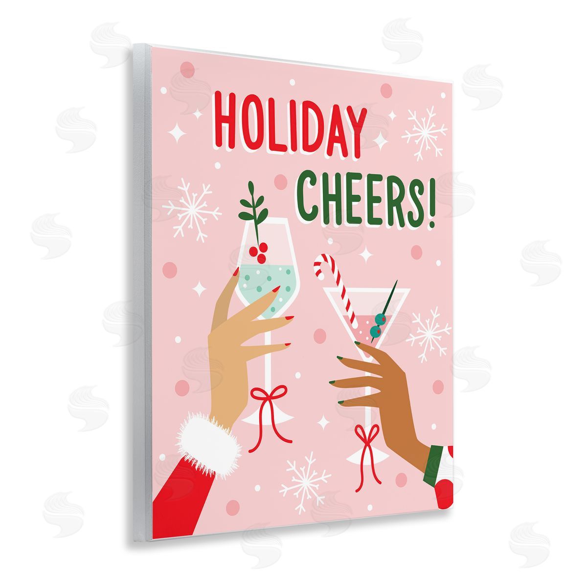 Ilis Avilés Holiday Cheers with Cocktails Wooden Wall Plaque Art Print