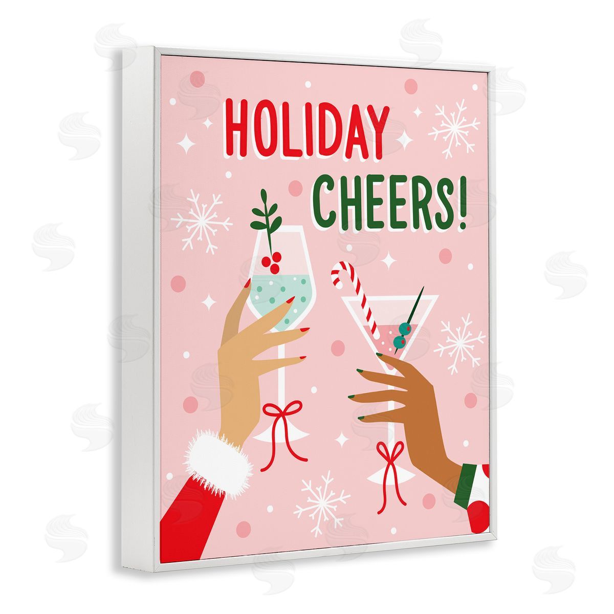 Ilis Avilés Holiday Cheers with Cocktails White Framed Giclee Wall Art Print