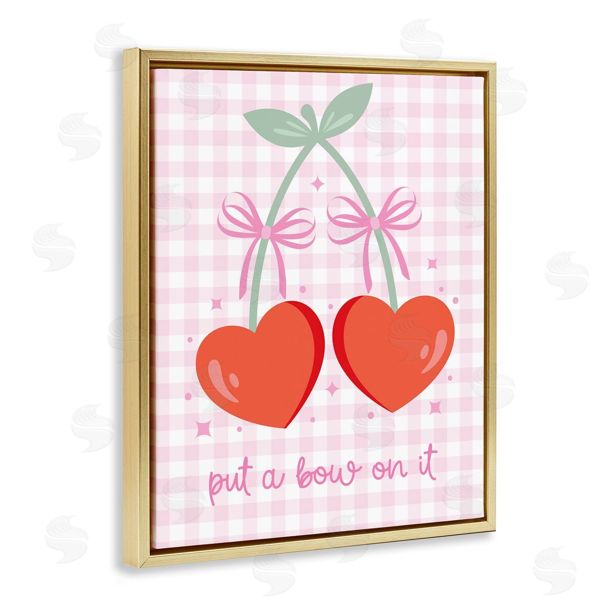 Ilis Avilés Put A Bow On It Cherries Gold Floating Frame Canvas Wall Art Print