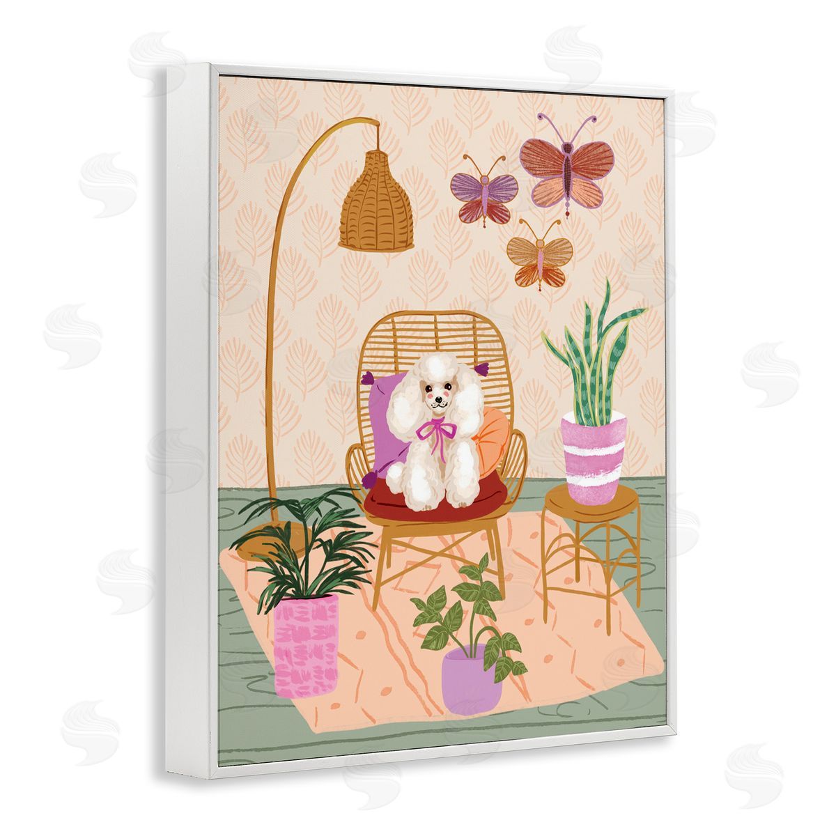 Be Ni La Pup in Whimsical Living Space White Framed Giclee Wall Art Print