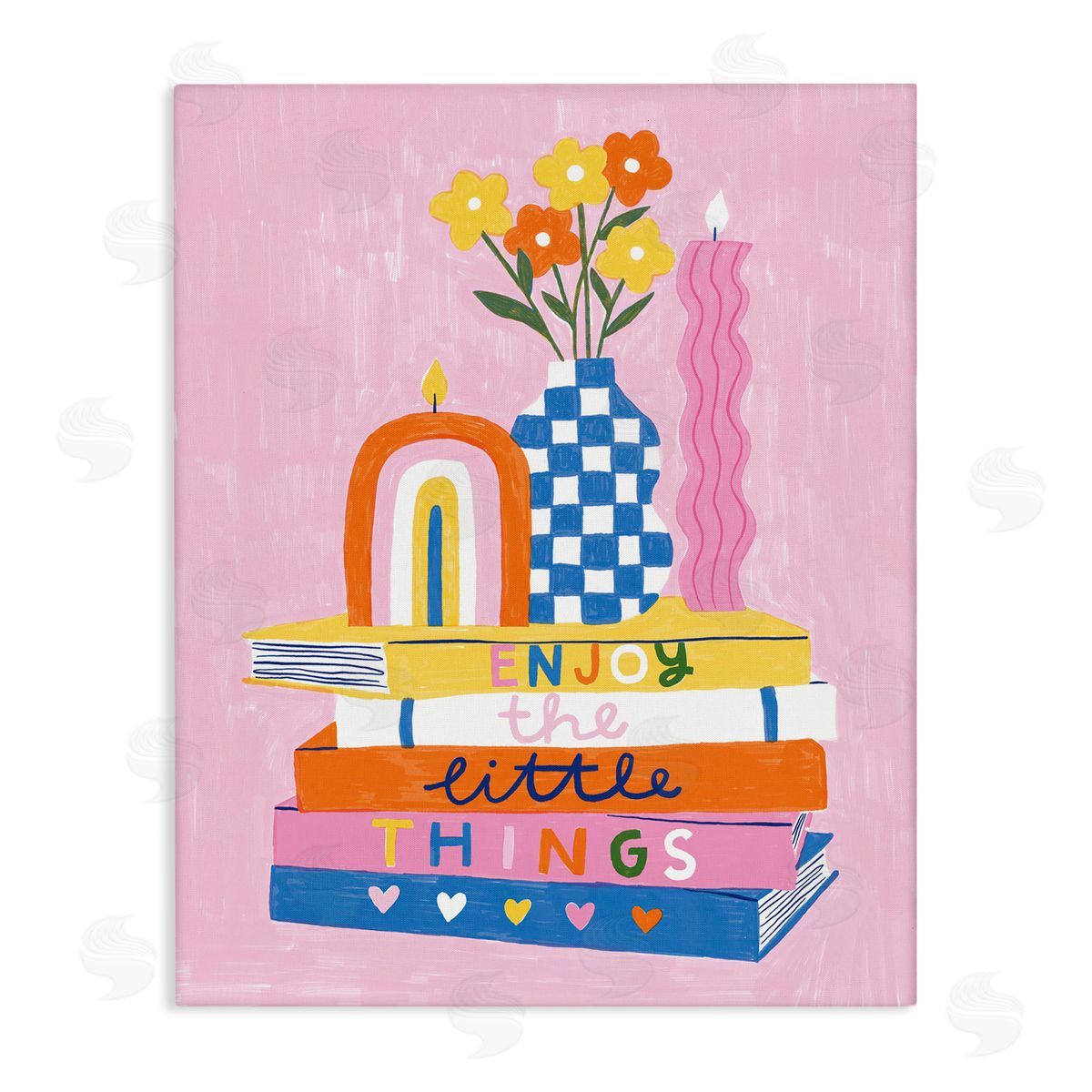 Lisa Barlow Enjoy Little Things Bookstack Canvas Wall Art Print