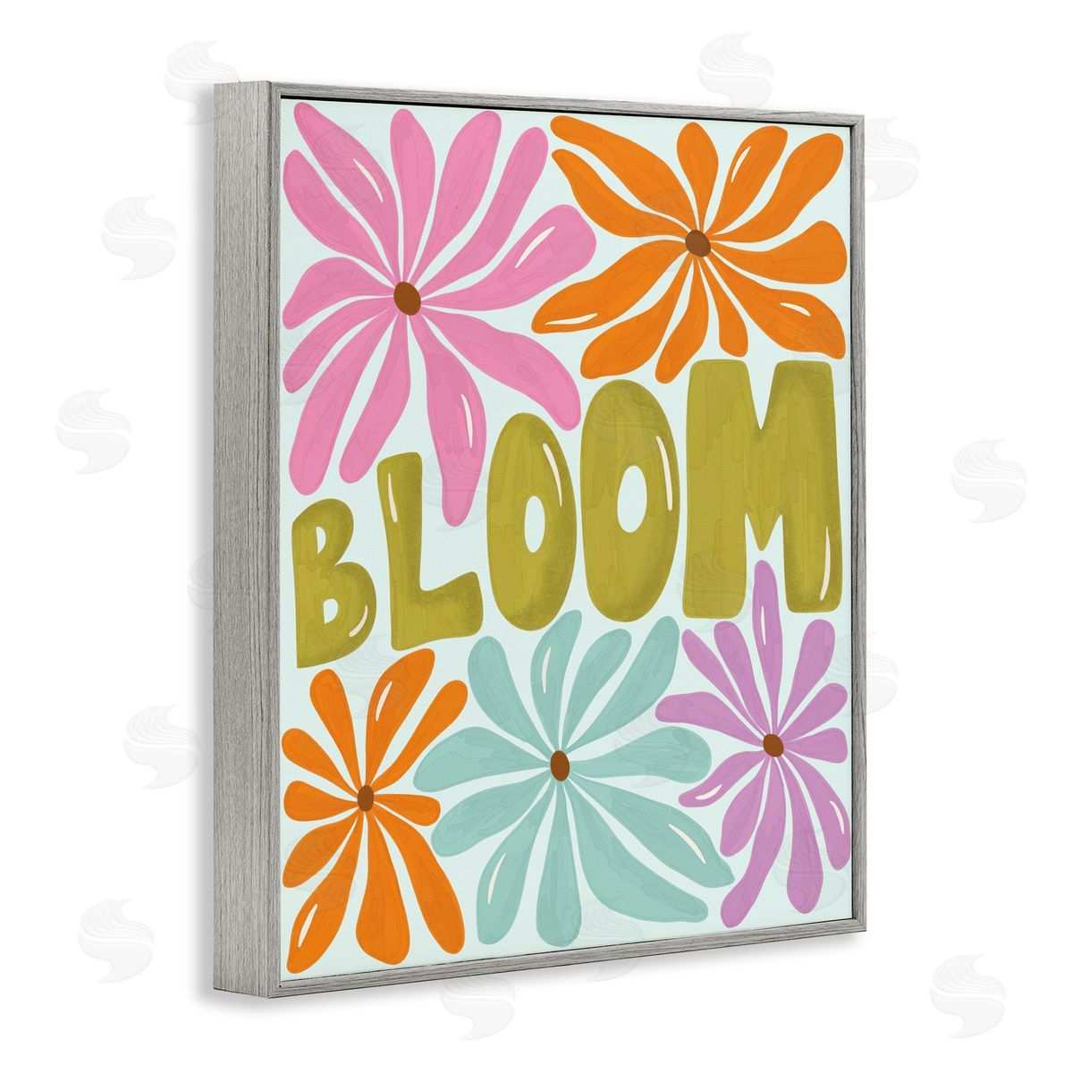 Aralma Bloom Floral Energy Gray Framed Giclee Wall Art Print