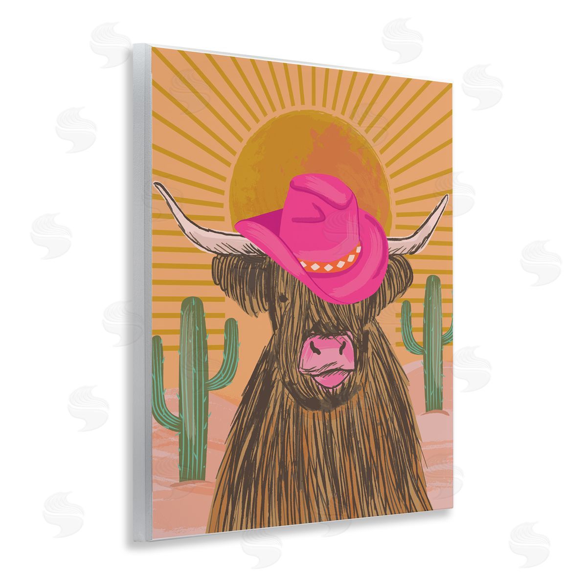 Lisa Perry Whitebutton Howdy Cowgirl Cattle Wooden Wall Plaque Art Print