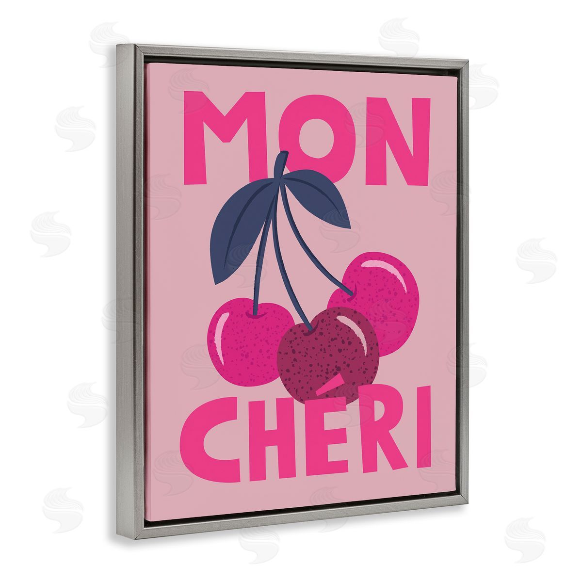 Lisa Perry Whitebutton Mon Cheri Fruits Gray Floating Frame Canvas Wall Art Print