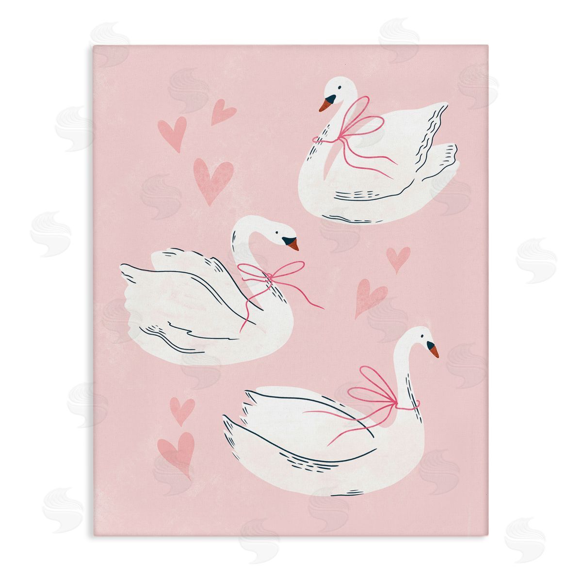 Macu Barreto Pastel Ribbons on Swans Canvas Wall Art Print