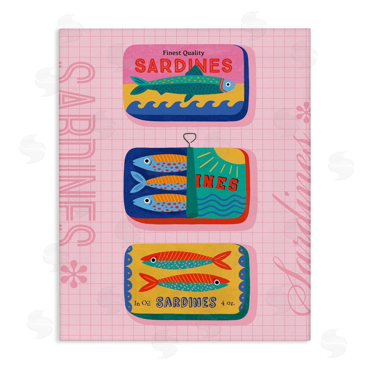 Nina Seven Bright Sardine Can Designs Canvas Wall Art Print
