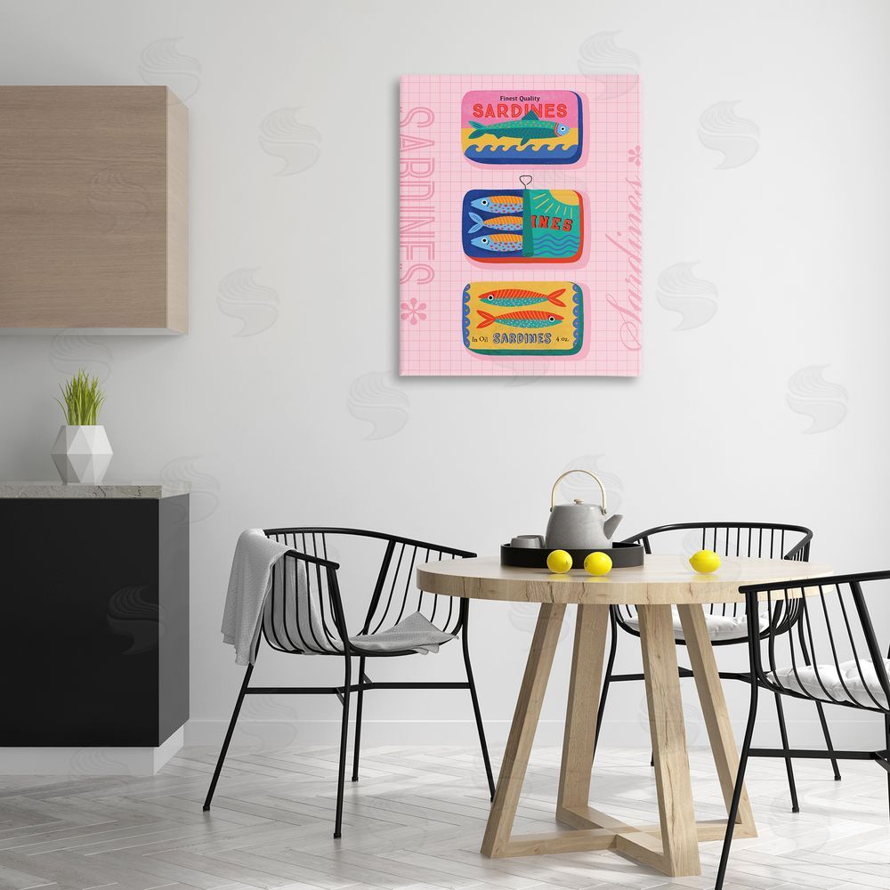 Nina Seven Bright Sardine Can Designs Canvas Wall Art Print in Room