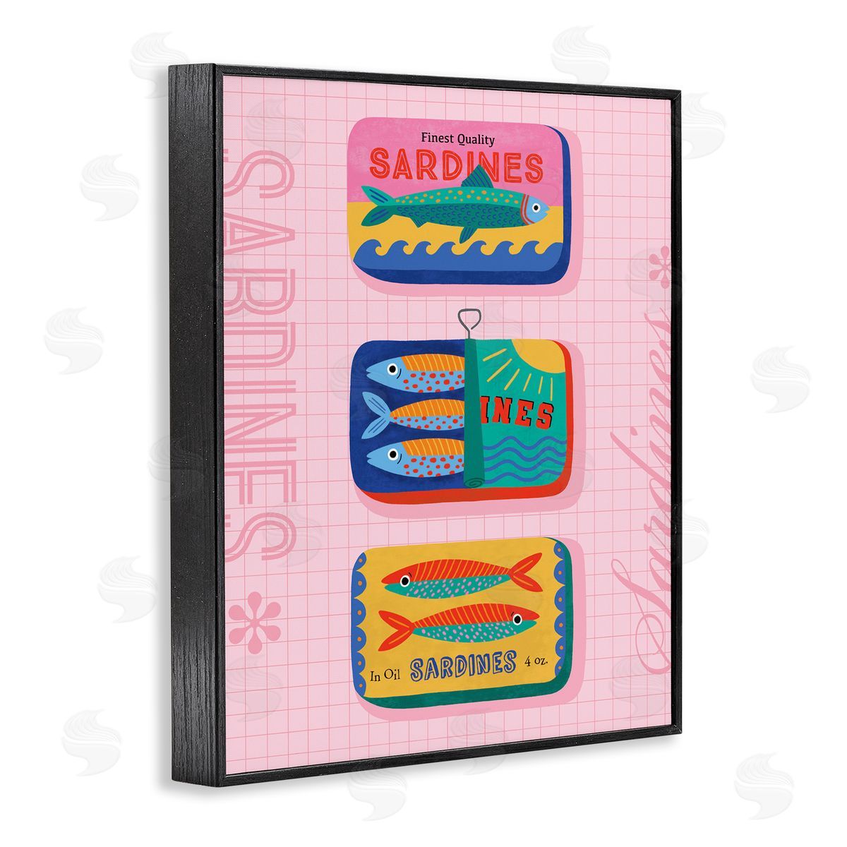 Nina Seven Bright Sardine Can Designs Black Framed Giclee Wall Art Print