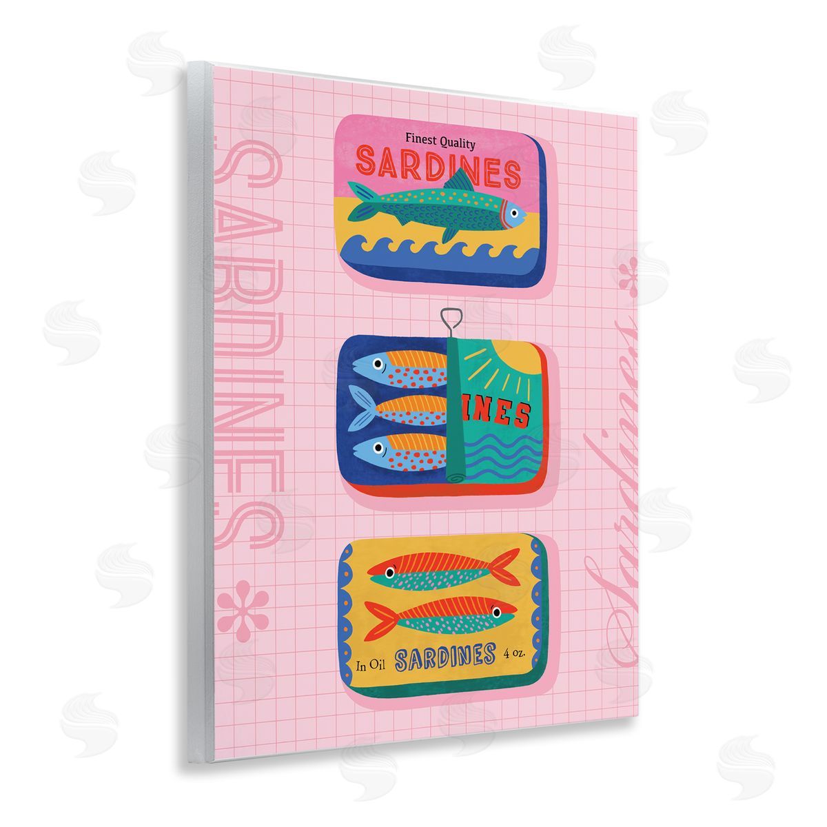 Nina Seven Bright Sardine Can Designs Wooden Wall Plaque Art Print
