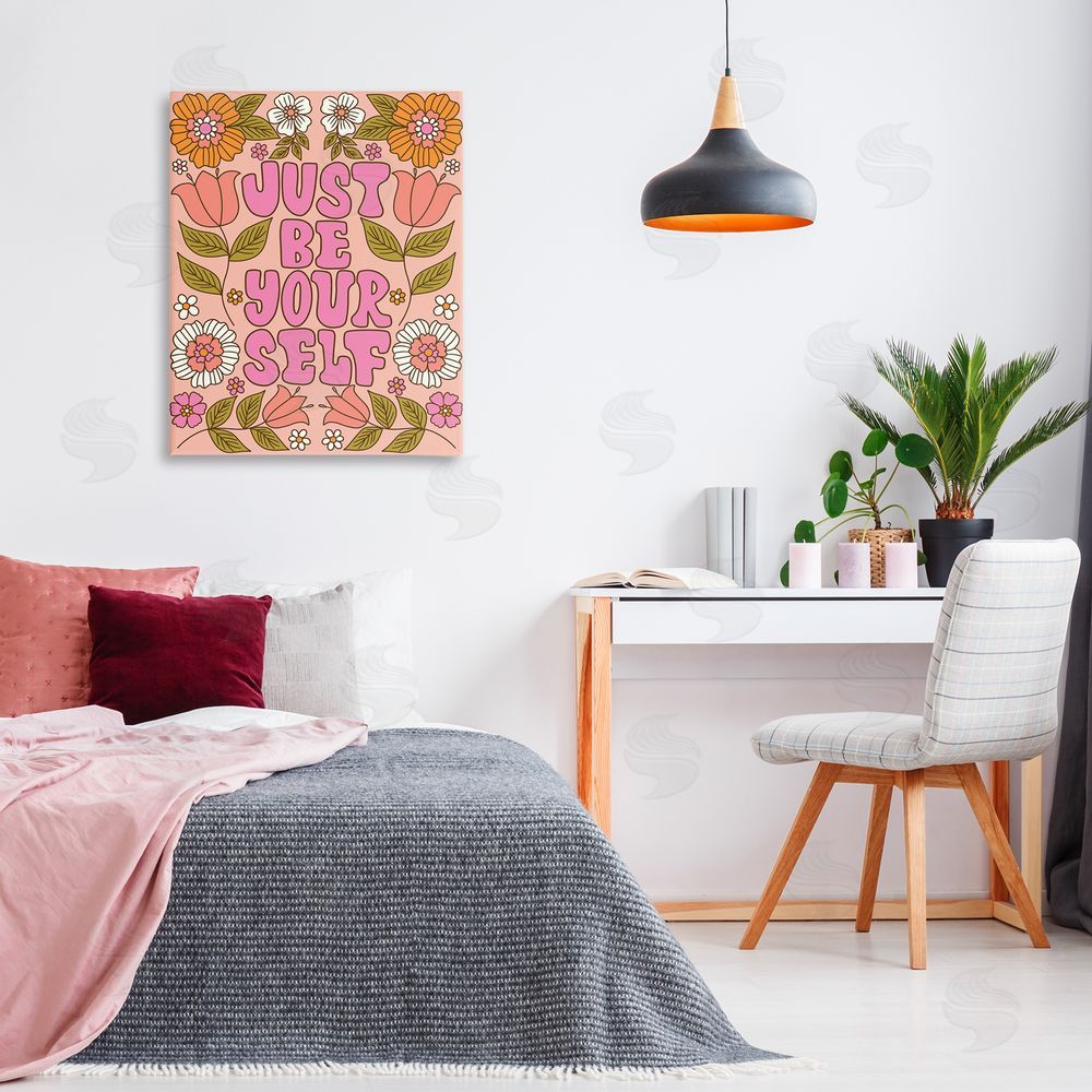 Taylor Shannon Designs Be Yourself Flower Power Canvas Wall Art Print in Room
