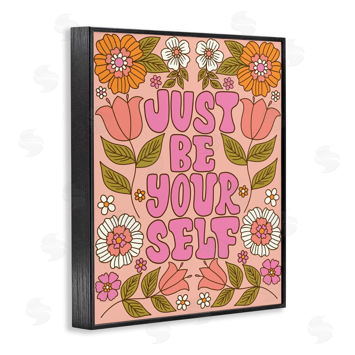 Taylor Shannon Designs Be Yourself Flower Power Black Framed Giclee Wall Art Print
