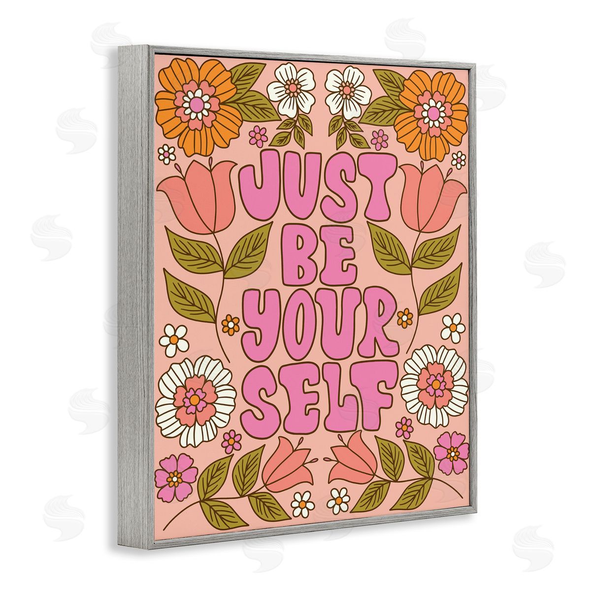 Taylor Shannon Designs Be Yourself Flower Power Gray Framed Giclee Wall Art Print