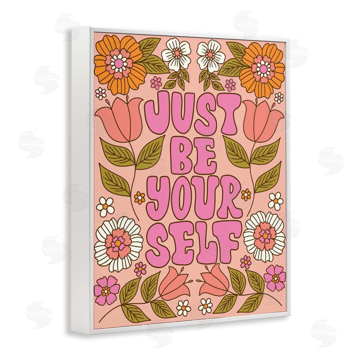 Taylor Shannon Designs Be Yourself Flower Power White Framed Giclee Wall Art Print