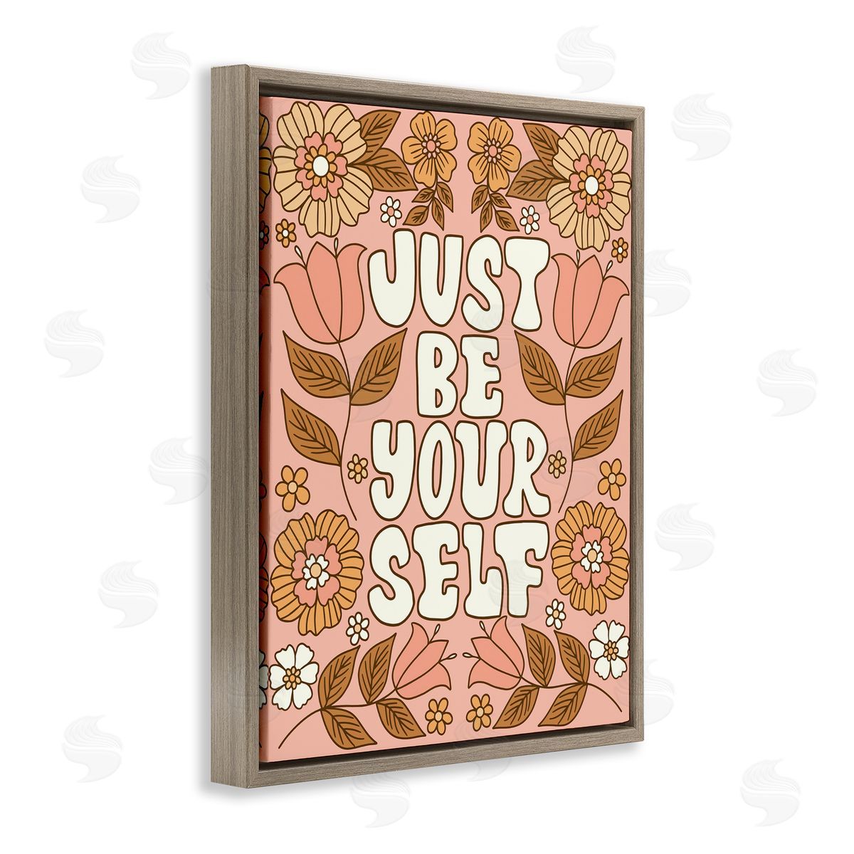 Taylor Shannon Designs Groovy Be Yourself Brown Floating Frame Canvas Wall Art Print