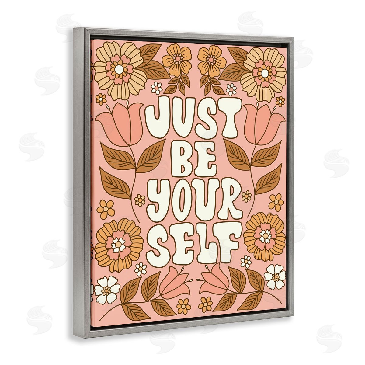 Taylor Shannon Designs Groovy Be Yourself Gray Floating Frame Canvas Wall Art Print