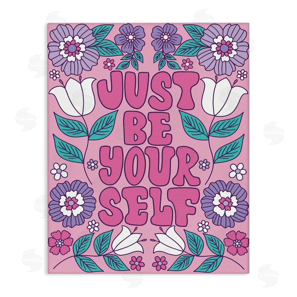 Taylor Shannon Designs Retro Floral Be Yourself Canvas Wall Art Print