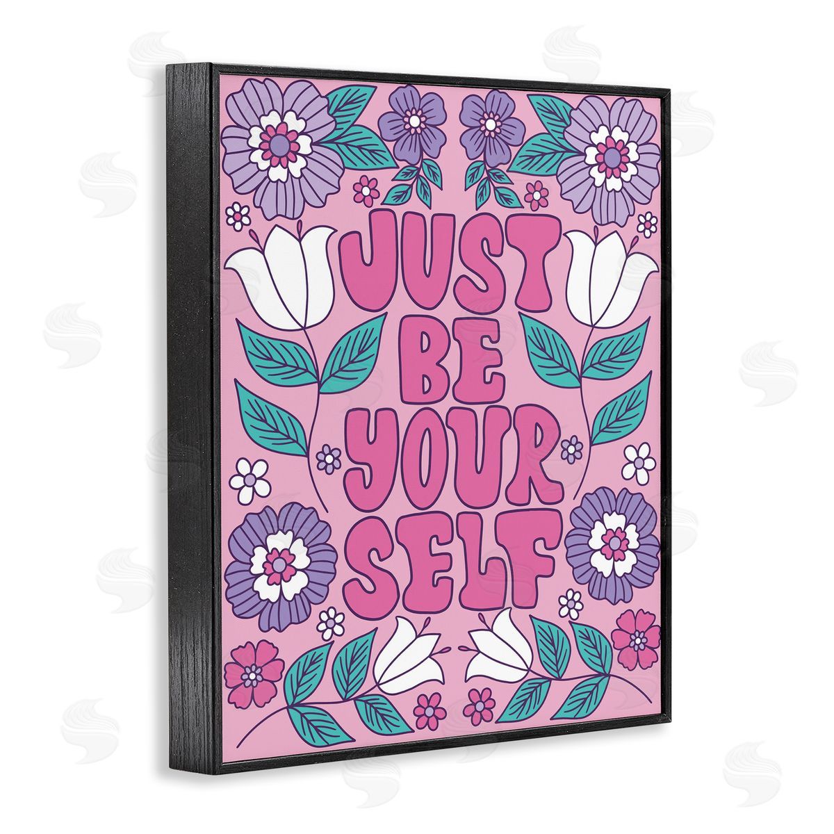 Taylor Shannon Designs Retro Floral Be Yourself Black Framed Giclee Wall Art Print