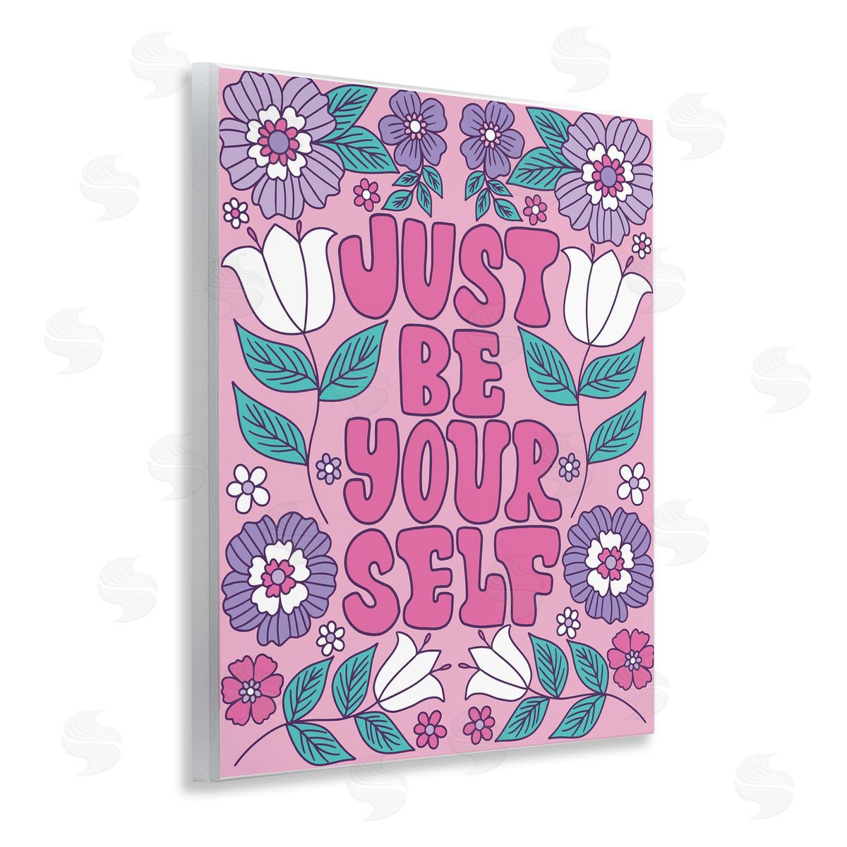 Taylor Shannon Designs Retro Floral Be Yourself Wooden Wall Plaque Art Print