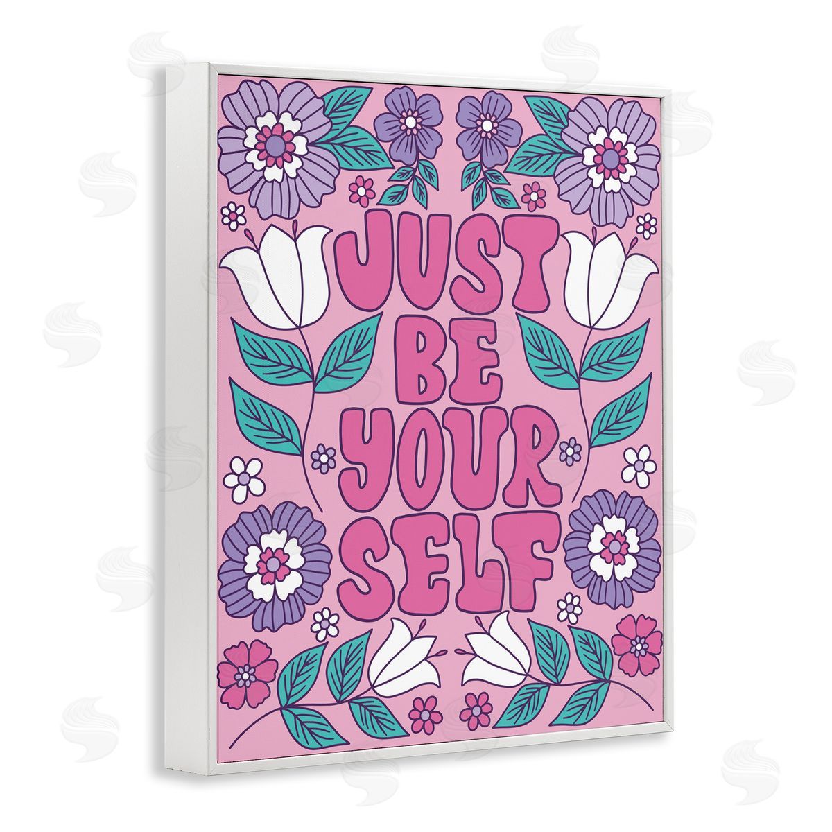 Taylor Shannon Designs Retro Floral Be Yourself White Framed Giclee Wall Art Print