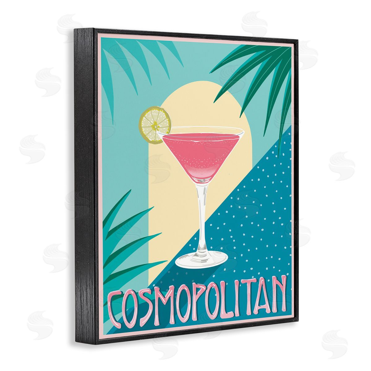 Jo Reid Cosmopolitan & Palm Leaves Black Framed Giclee Wall Art Print