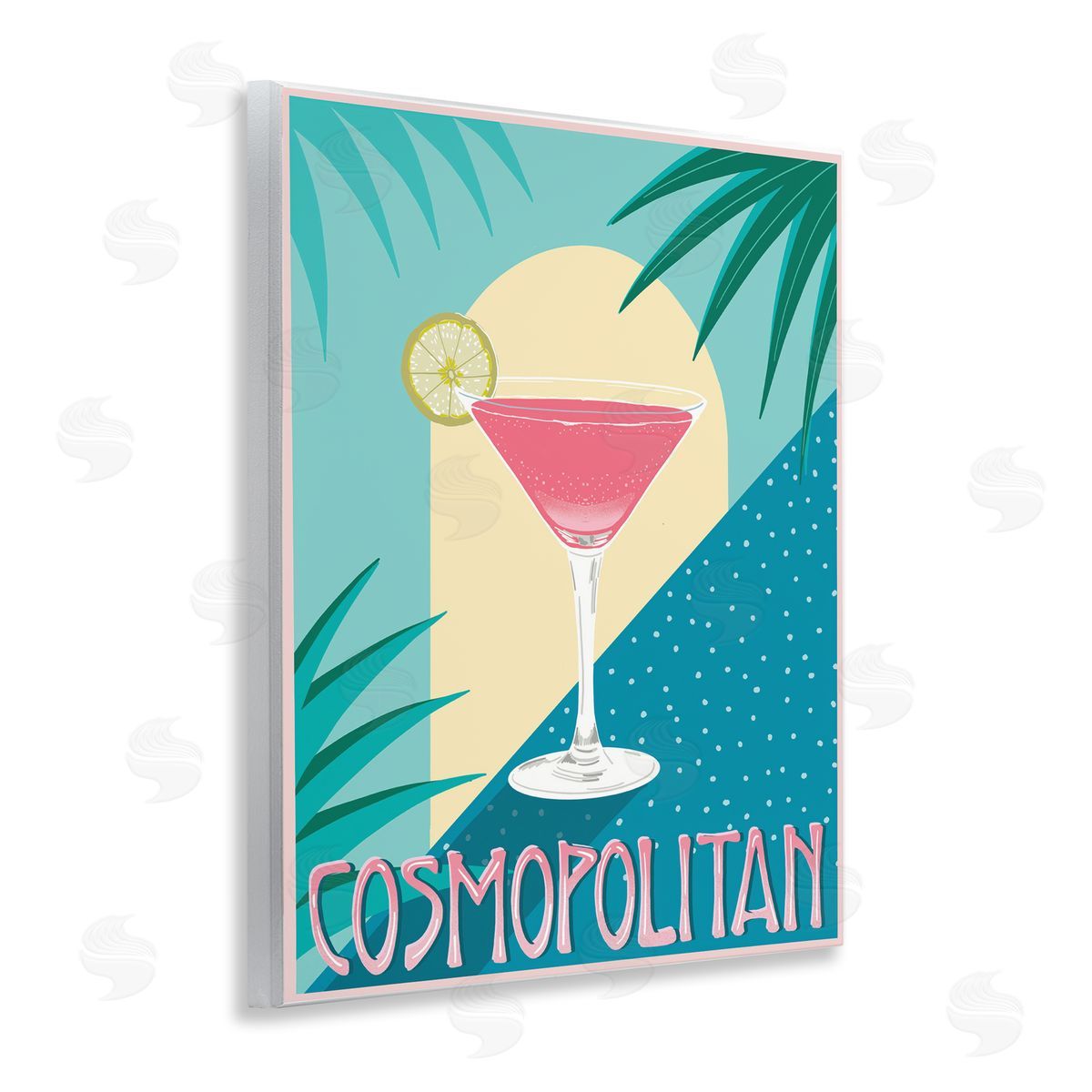 Jo Reid Cosmopolitan & Palm Leaves Wooden Wall Plaque Art Print