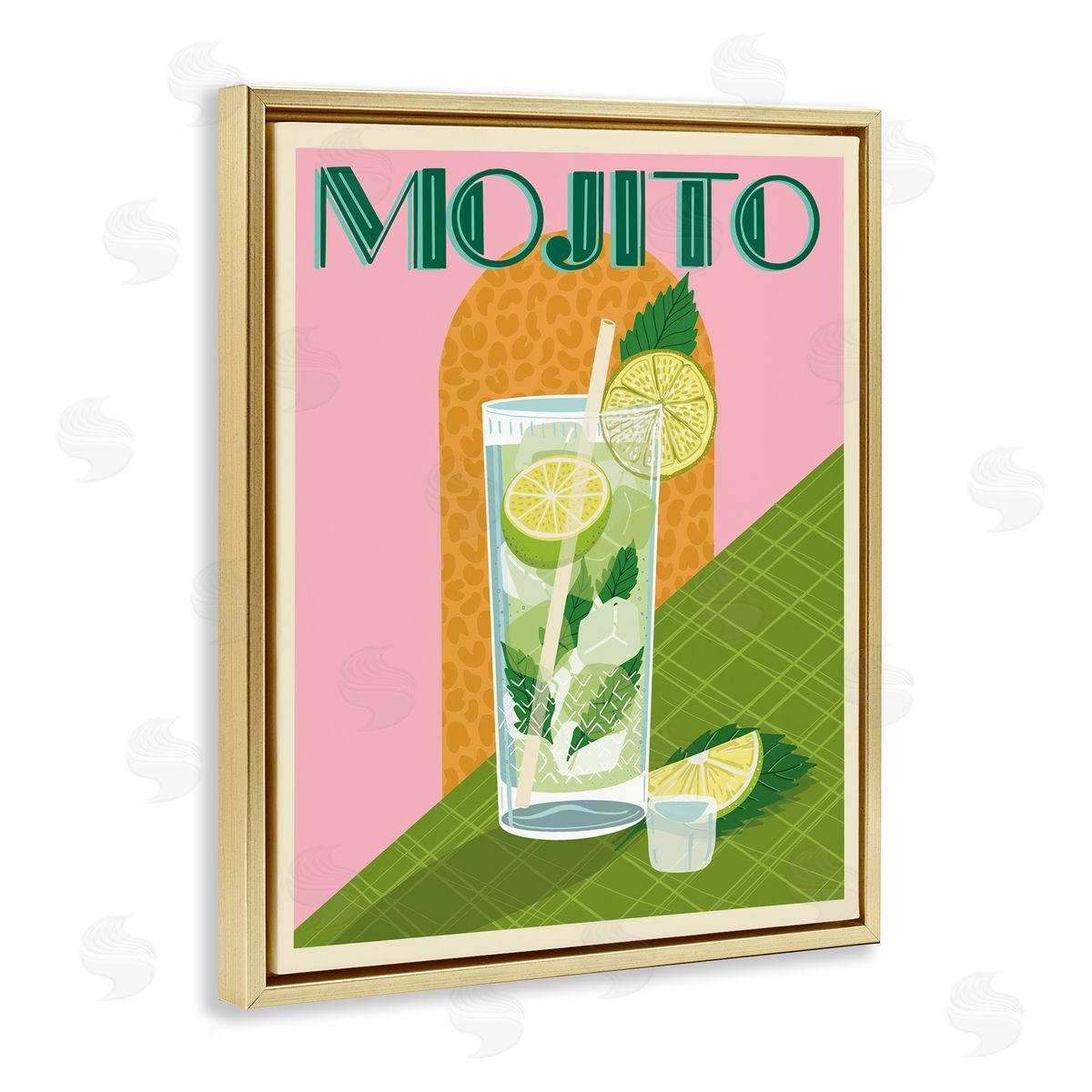 Jo Reid Classic Retro Mojito Gold Floating Frame Canvas Wall Art Print