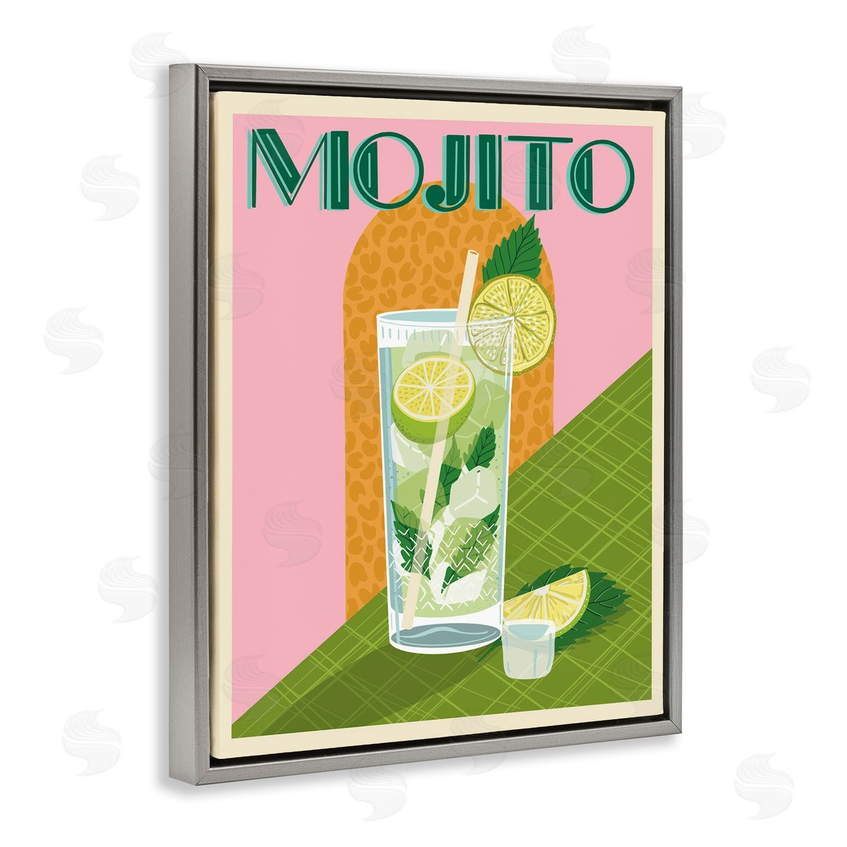 Jo Reid Classic Retro Mojito Gray Floating Frame Canvas Wall Art Print