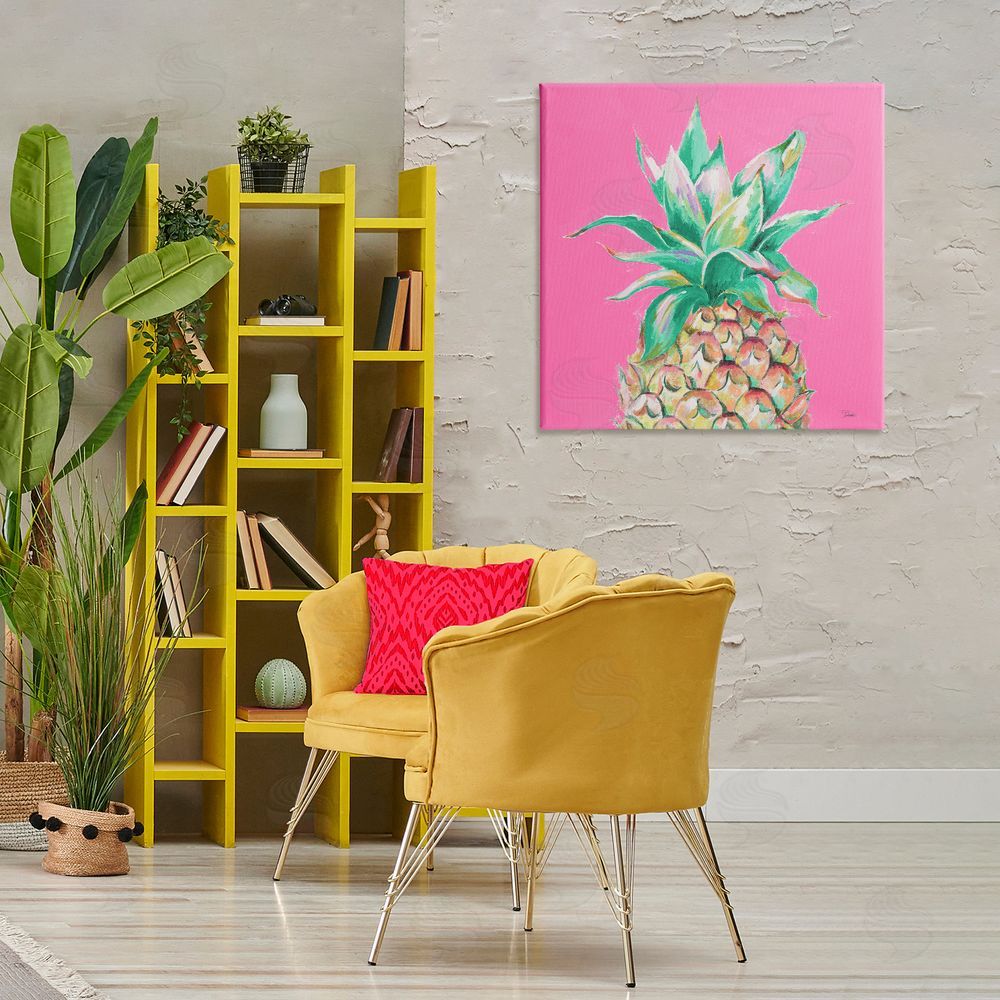 Patricia Pinto Pineapple on Pink Canvas Wall Art Print in Room
