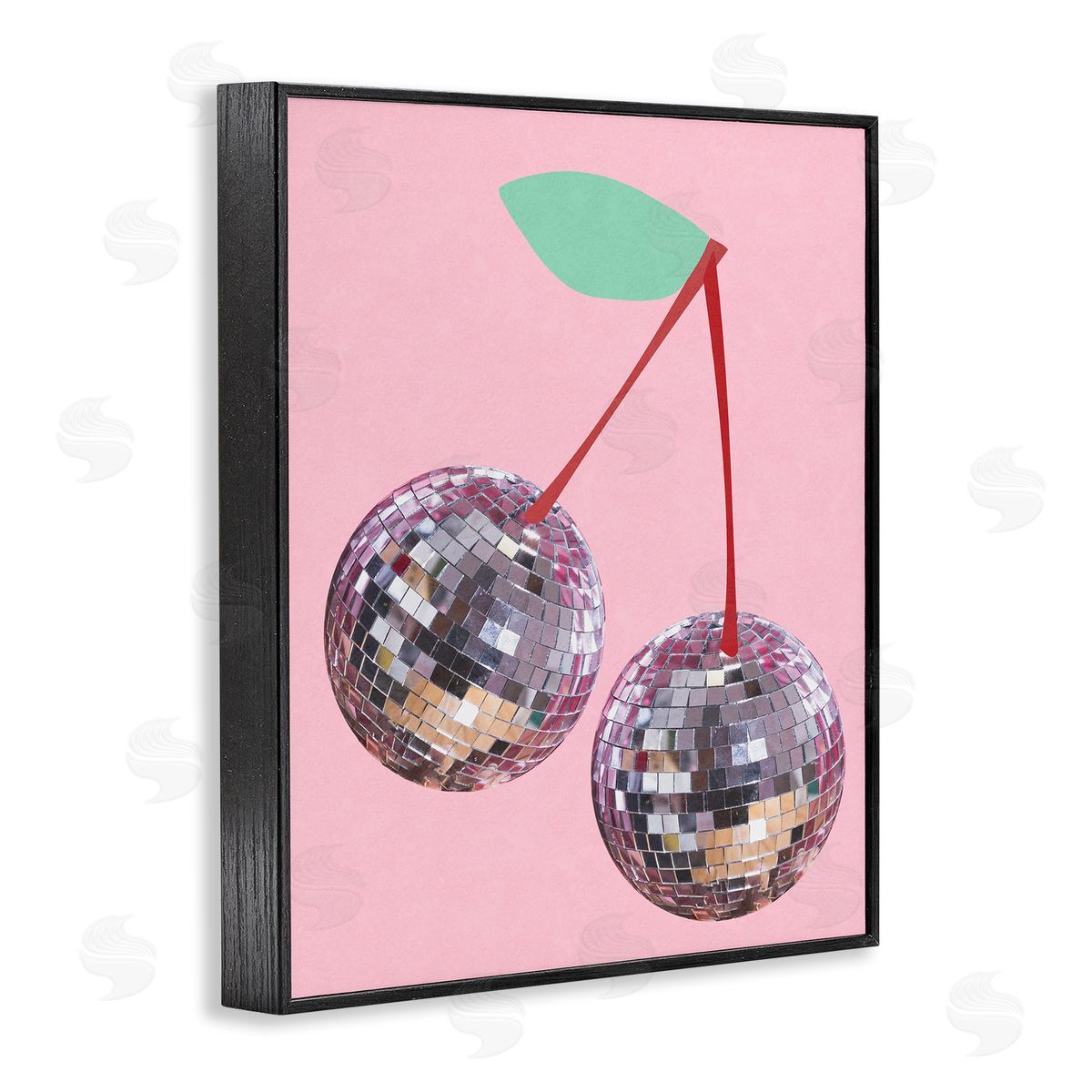 Anna Quach Disco Cherries on Pink Black Framed Giclee Wall Art Print