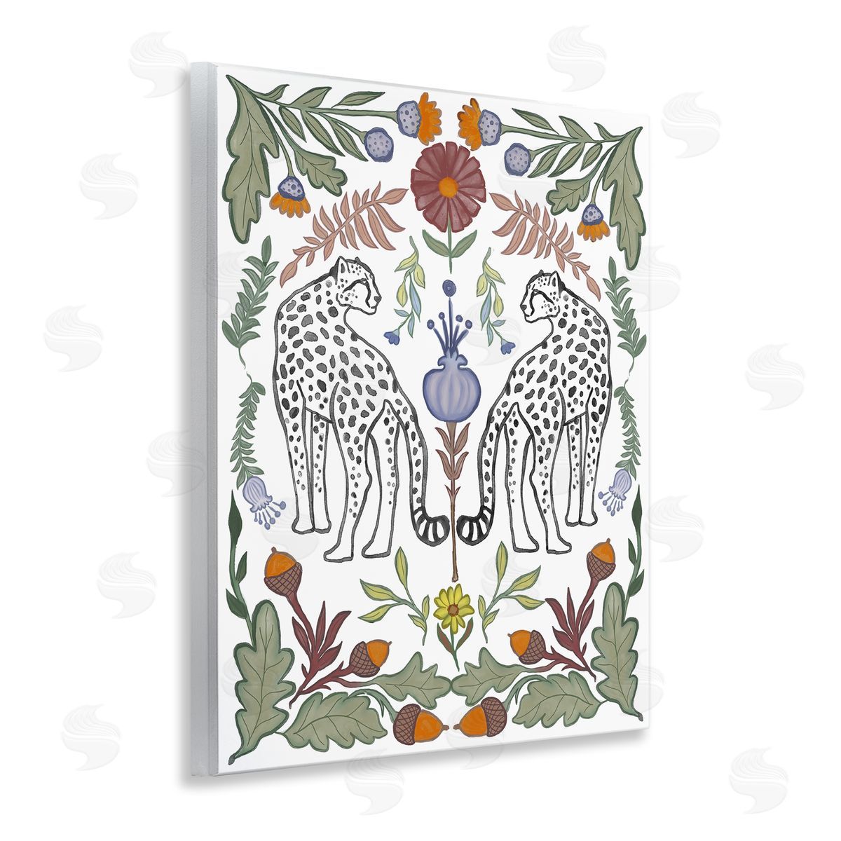 Elizabeth Medley Mirrored Plants with Leopards Wooden Wall Plaque Art Print