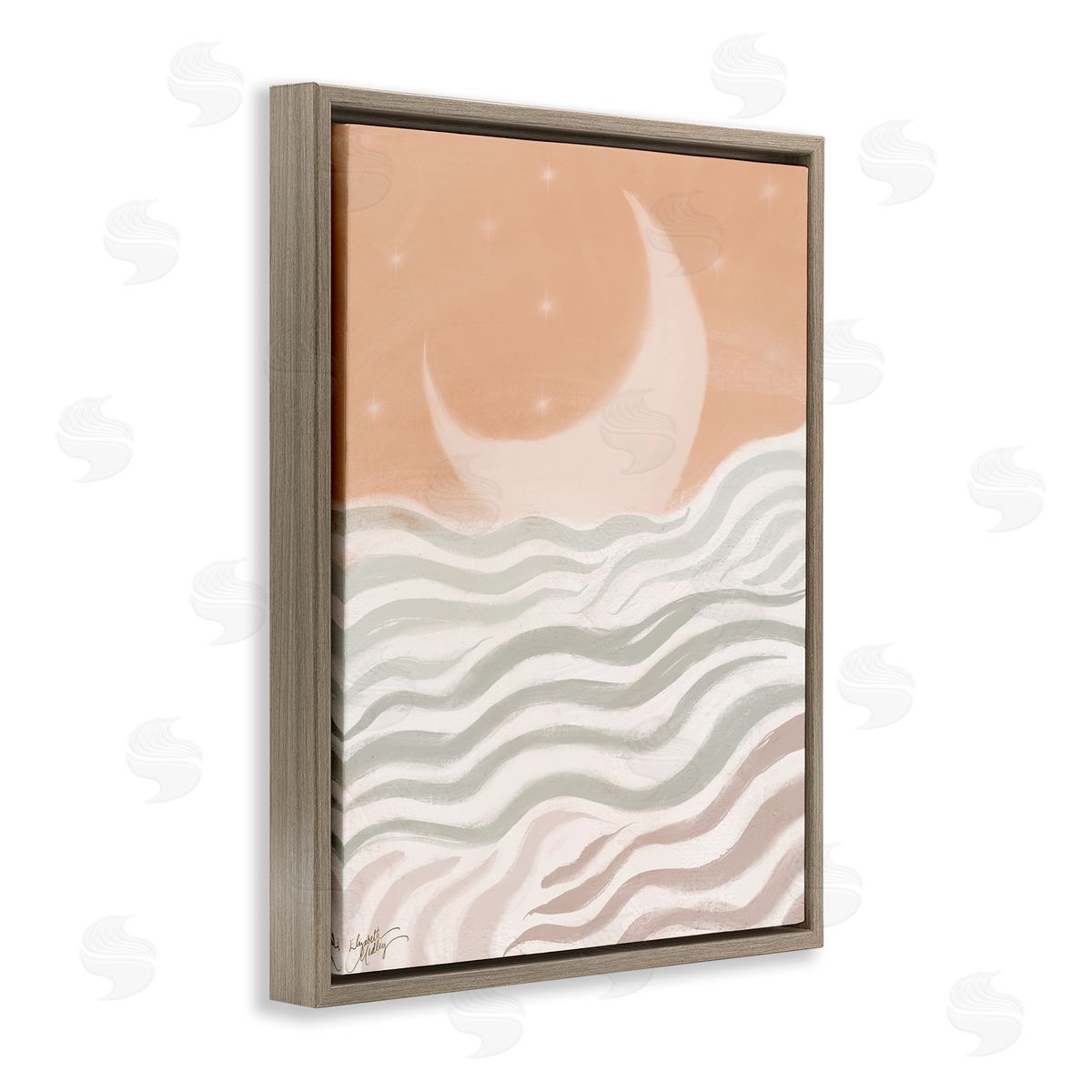 Elizabeth Medley Crescent Moon over Sea Brown Floating Frame Canvas Wall Art Print