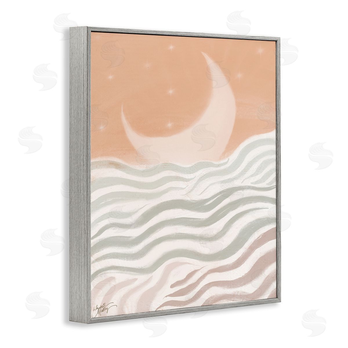 Elizabeth Medley Crescent Moon over Sea Gray Framed Giclee Wall Art Print