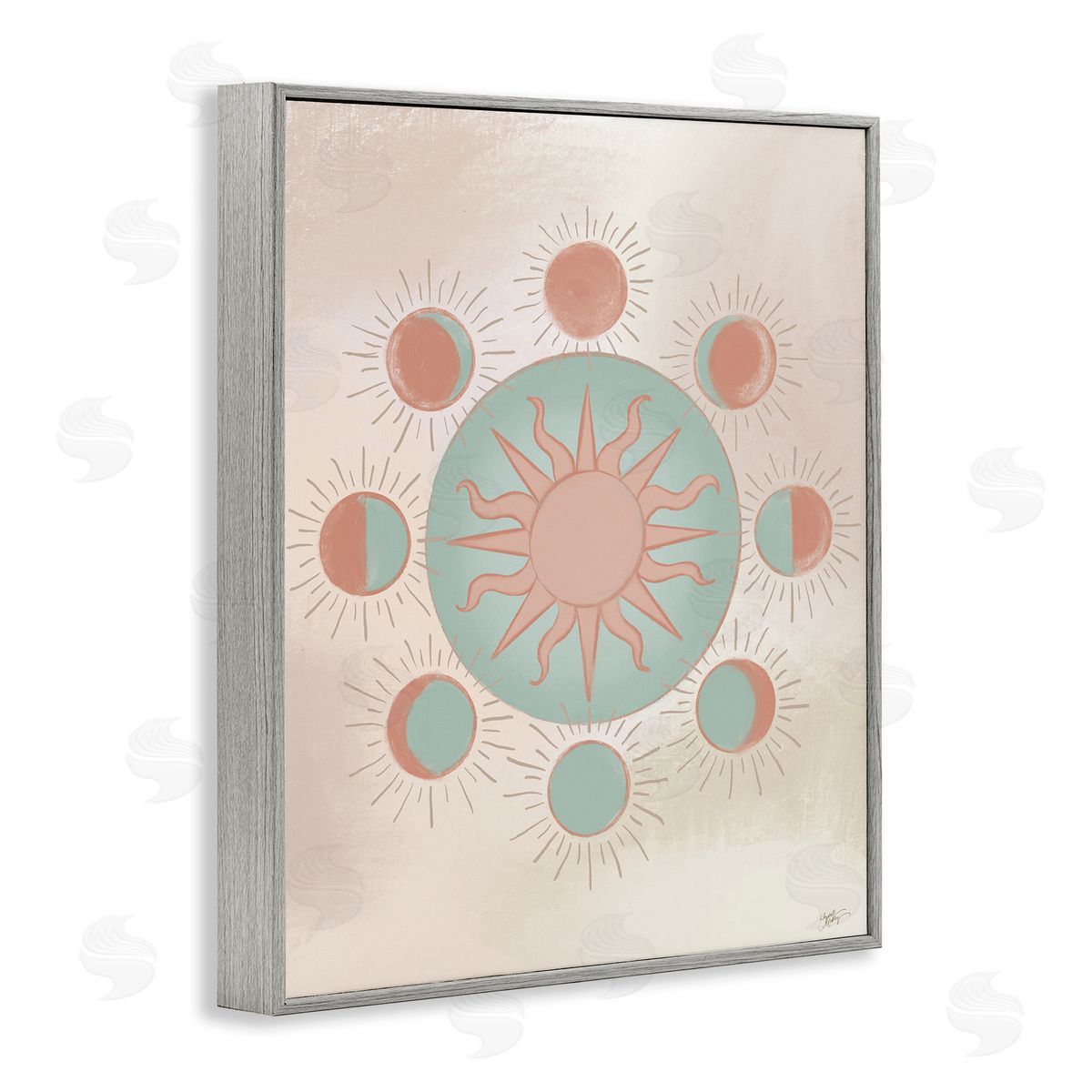 Elizabeth Medley Balanced Lunar Moon Phases Gray Framed Giclee Wall Art Print