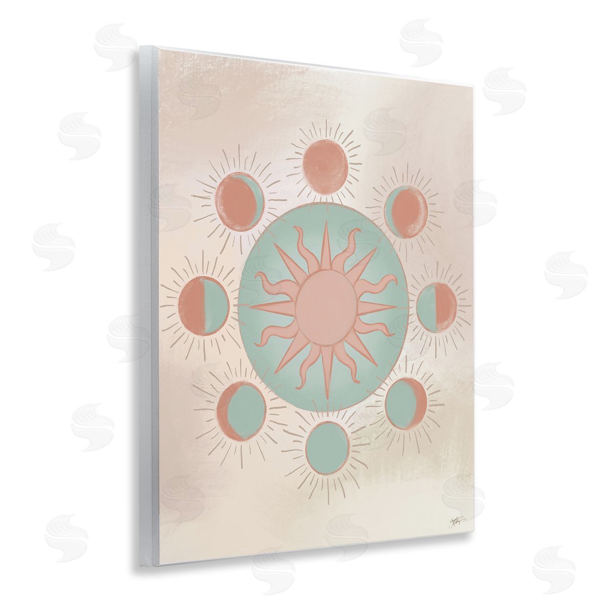 Elizabeth Medley Balanced Lunar Moon Phases Wooden Wall Plaque Art Print