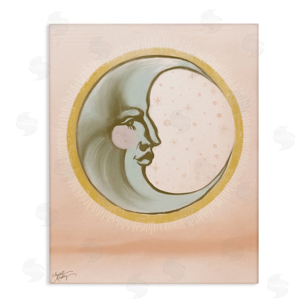 Elizabeth Medley Moon Face in Circle Canvas Wall Art Print